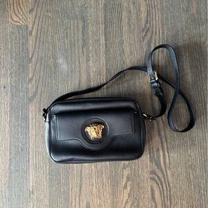 Versace Black Crossbody Bag with Gold Medusa